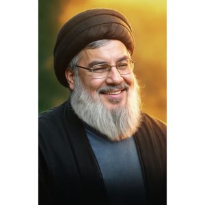 برچسب سایز 8 در 5 سانتی متر طرح شهید سید حسن نصر الله کد 02